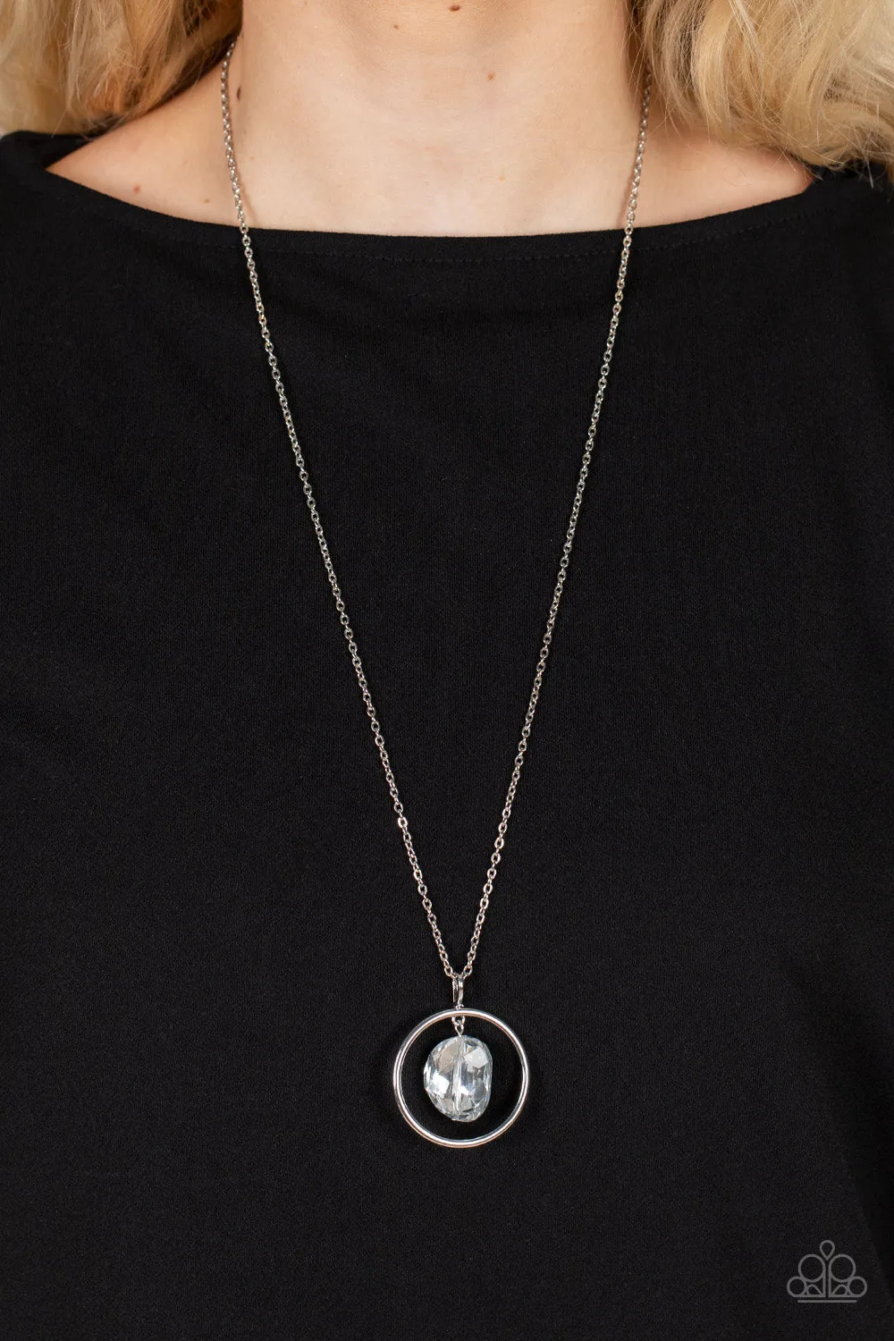 Hands-Down Dazzling - Silver (Smoky Iridescent Gem) Necklace