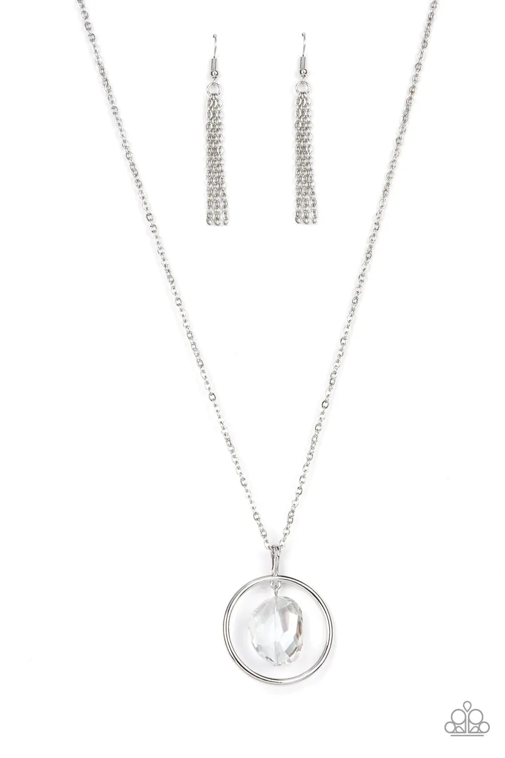 Hands-Down Dazzling - White (Iridescent Gem) Necklace