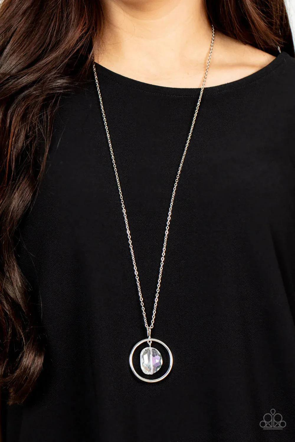 Hands-Down Dazzling - White (Iridescent Gem) Necklace