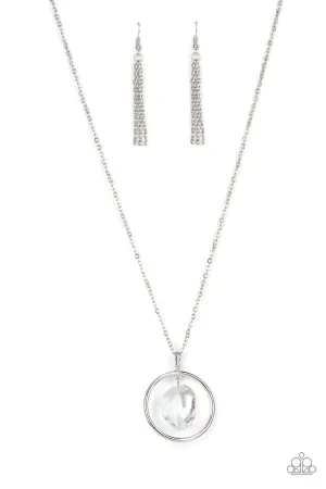 Hands-Down Dazzling - White (Iridescent Gem) Necklace