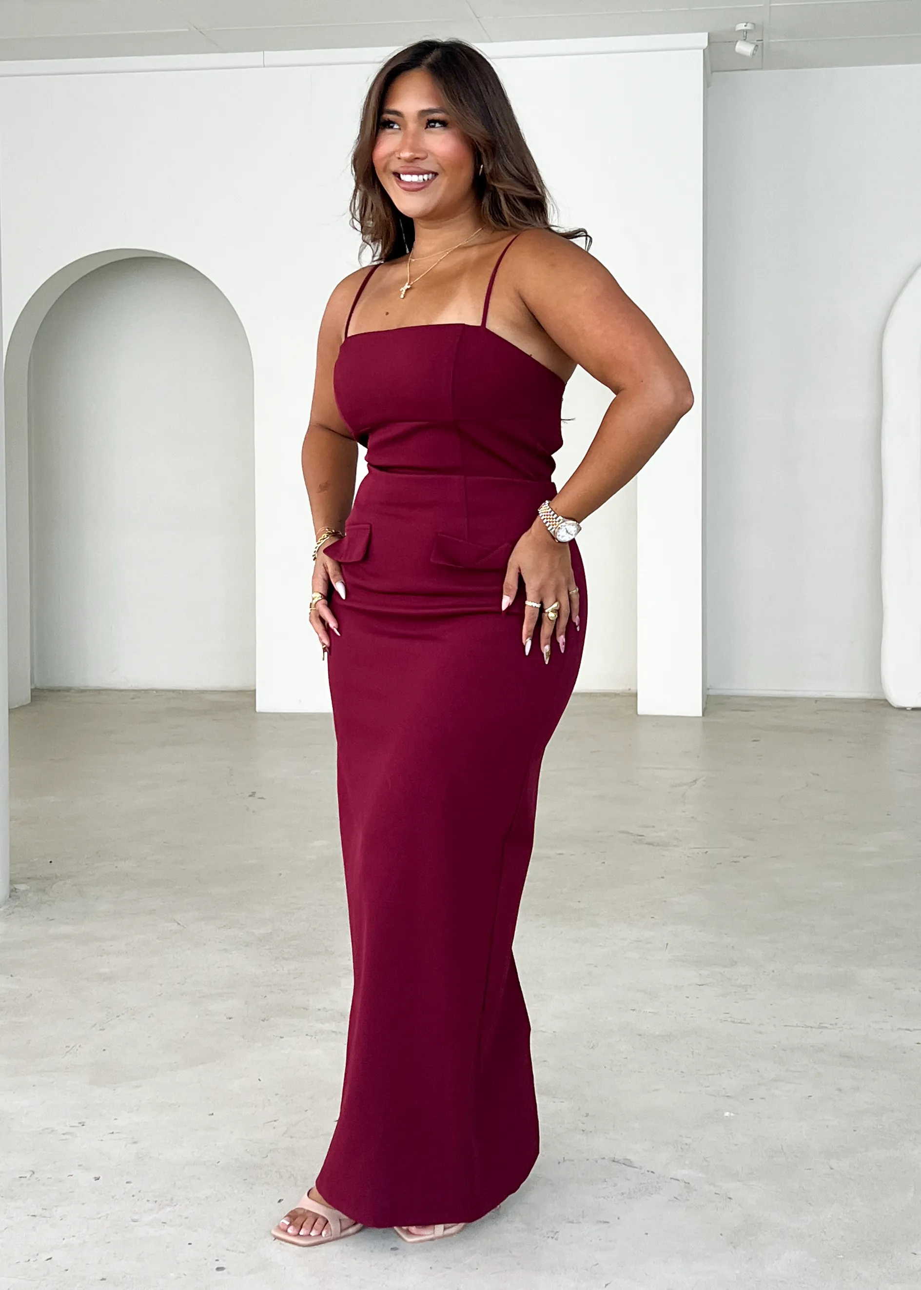 Hansel Maxi Dress - Wine