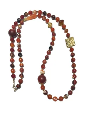 HC DESIGNS- Burgundy - Orange - Agate Long Necklace