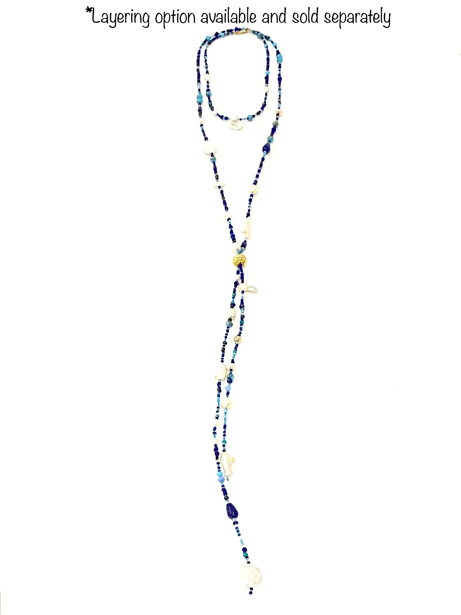 HC DESIGNS- Extra Long Lariat Necklace- Blue