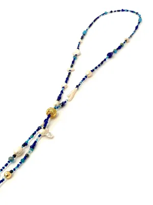 HC DESIGNS- Extra Long Lariat Necklace- Blue