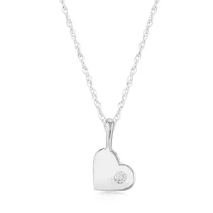 Heart with Single Diamond Pendant w/ Chain