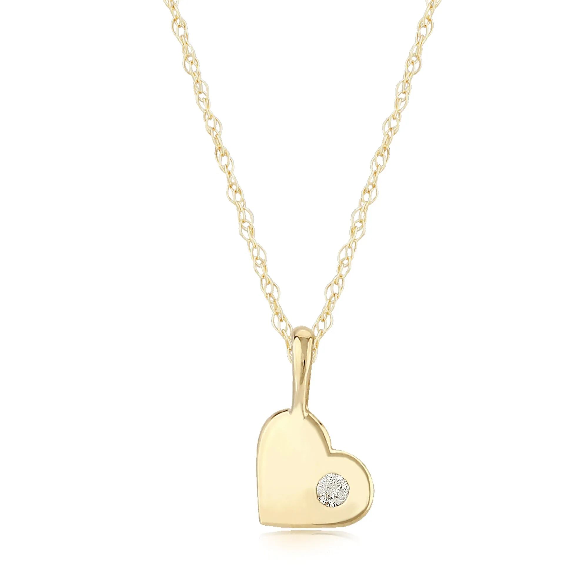 Heart with Single Diamond Pendant w/ Chain