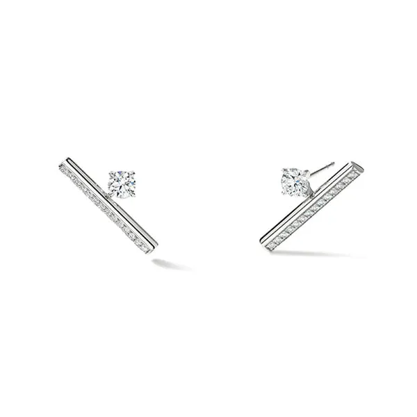 Hearts On Fire Barre 18K White Gold Floating Single Diamond Pave Climber Earrings