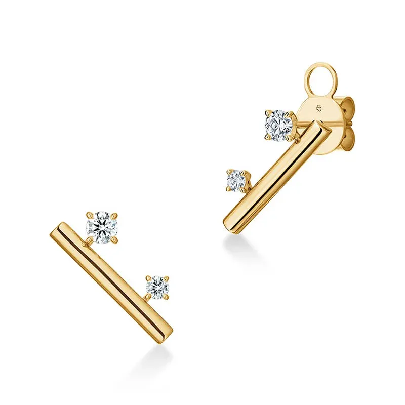Hearts On Fire Barre 18K Yellow Gold Floating Diamond Climber Earrings