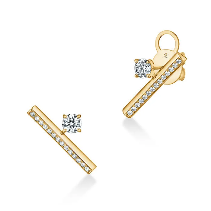 Hearts On Fire Barre 18K Yellow Gold Floating Single Diamond Pave Climber Earrings
