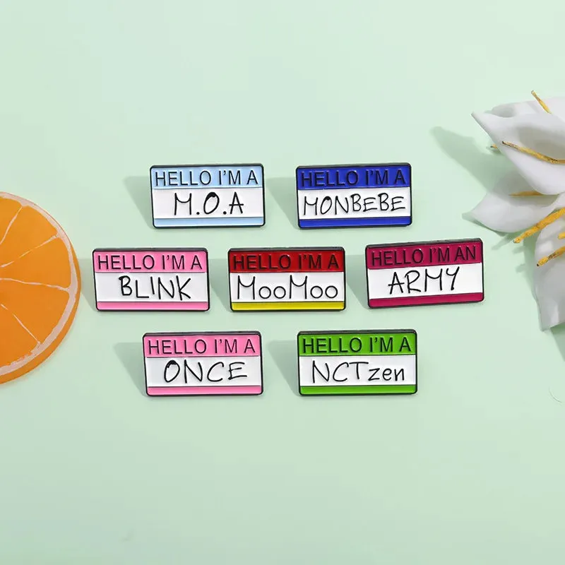 Hello I'm an Army Enamel Pin Korean Kpop Boy Girl Band Fans Assistance Dialog Box Brooch Lapel Badge Jewelry Gift For Friends
