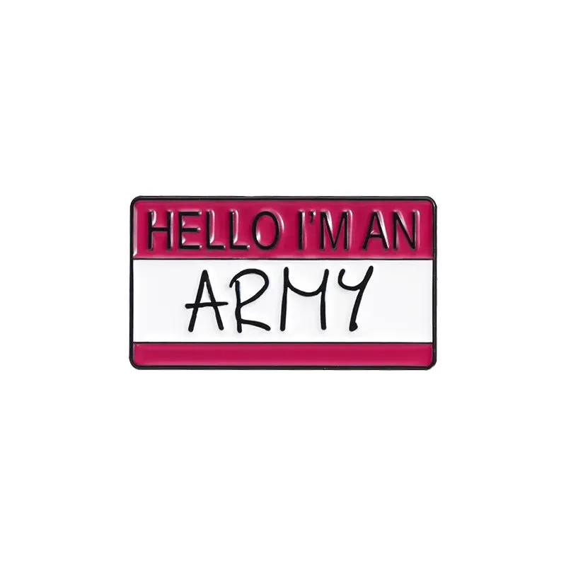 Hello I'm an Army Enamel Pin Korean Kpop Boy Girl Band Fans Assistance Dialog Box Brooch Lapel Badge Jewelry Gift For Friends
