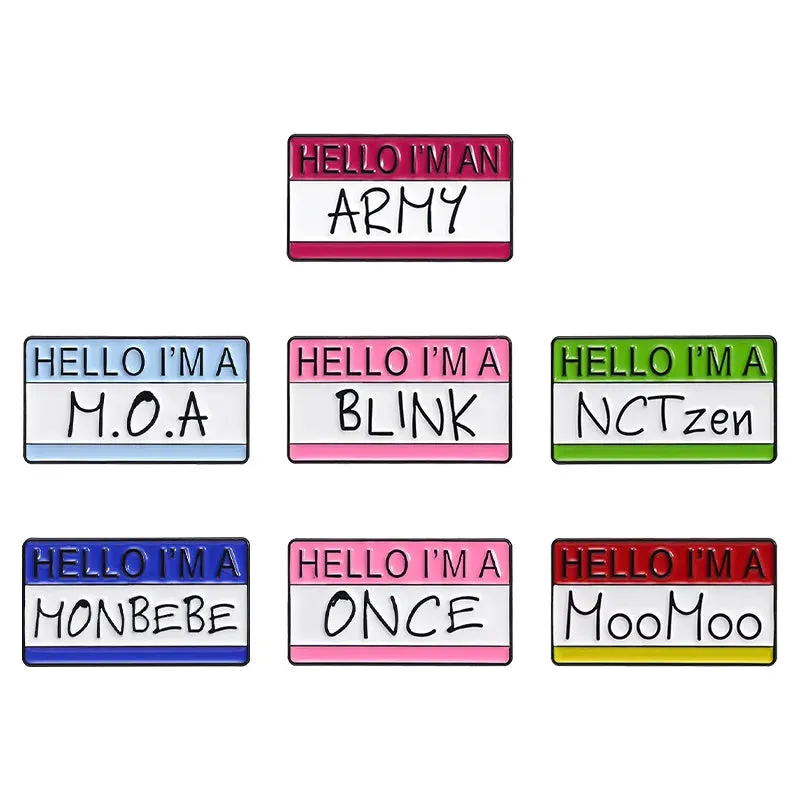 Hello I'm an Army Enamel Pin Korean Kpop Boy Girl Band Fans Assistance Dialog Box Brooch Lapel Badge Jewelry Gift For Friends