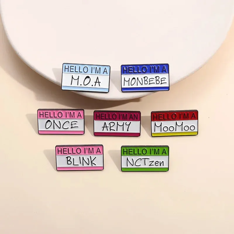 Hello I'm an Army Enamel Pin Korean Kpop Boy Girl Band Fans Assistance Dialog Box Brooch Lapel Badge Jewelry Gift For Friends