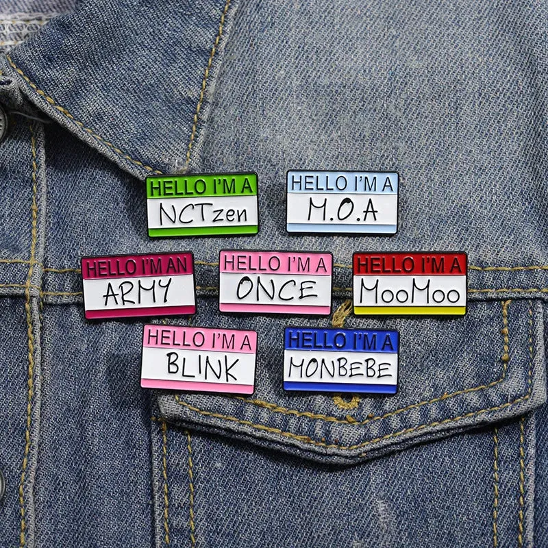 Hello I'm an Army Enamel Pin Korean Kpop Boy Girl Band Fans Assistance Dialog Box Brooch Lapel Badge Jewelry Gift For Friends