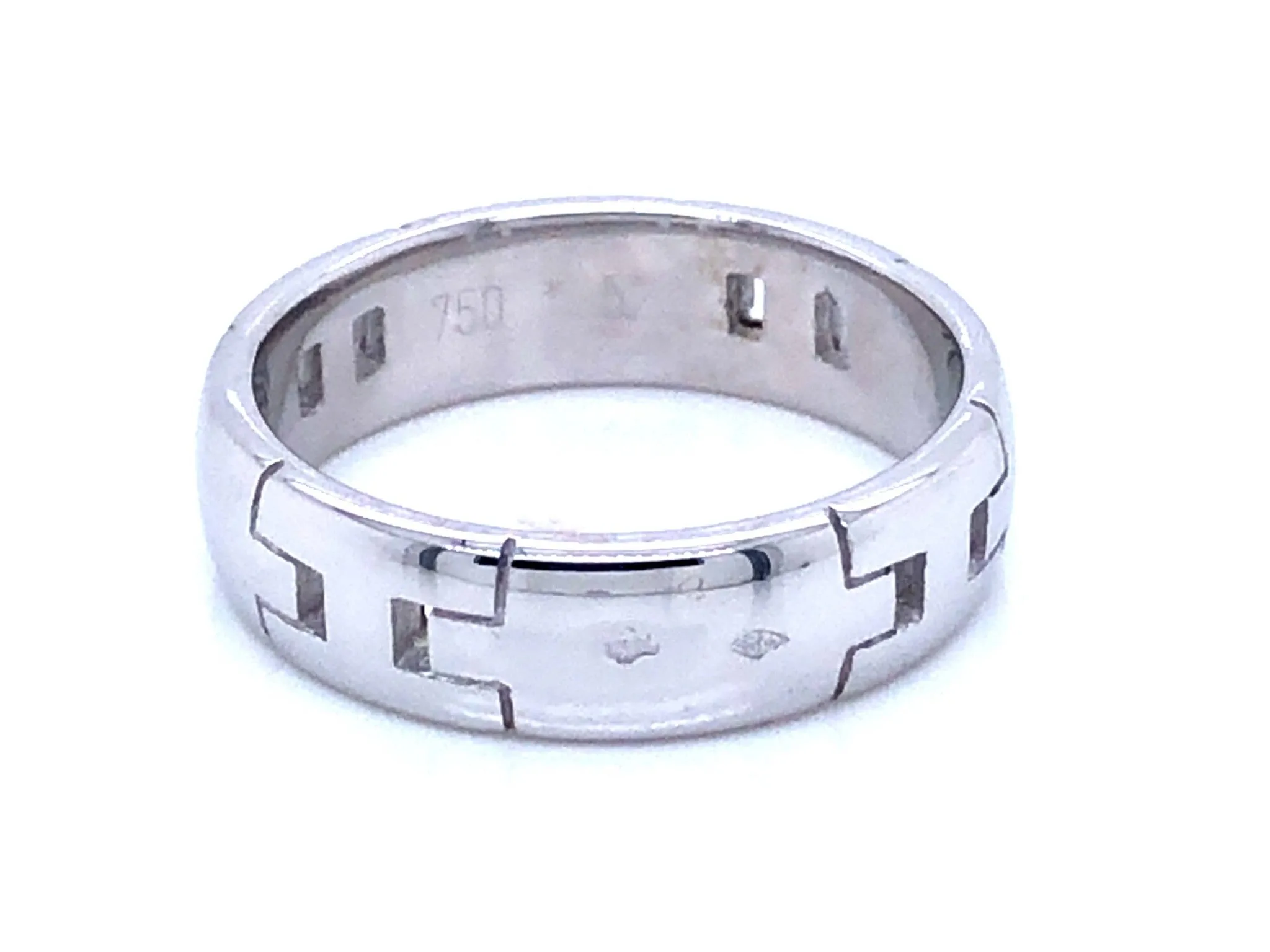 Hermes Hercules Band Ring in 18k White Gold, Size 52