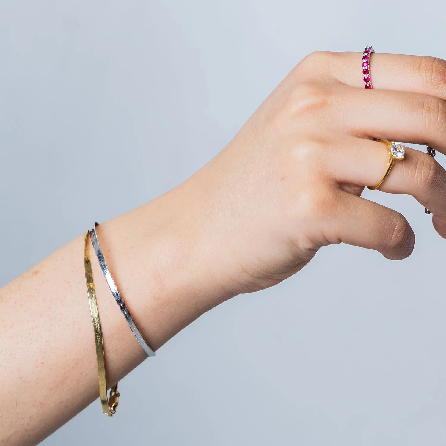 Herringbone Chain Bracelet - Sterling Silver