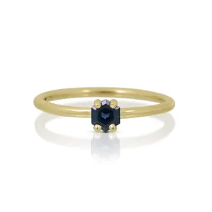 Hexagon Sapphire and Aquamarine Stacking Rings