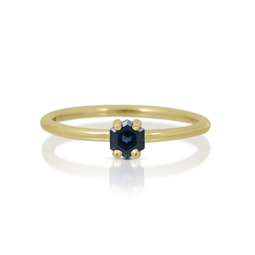 Hexagon Sapphire and Aquamarine Stacking Rings