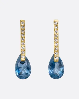 Hibiki Aquamarine and Diamond Stud Earrings