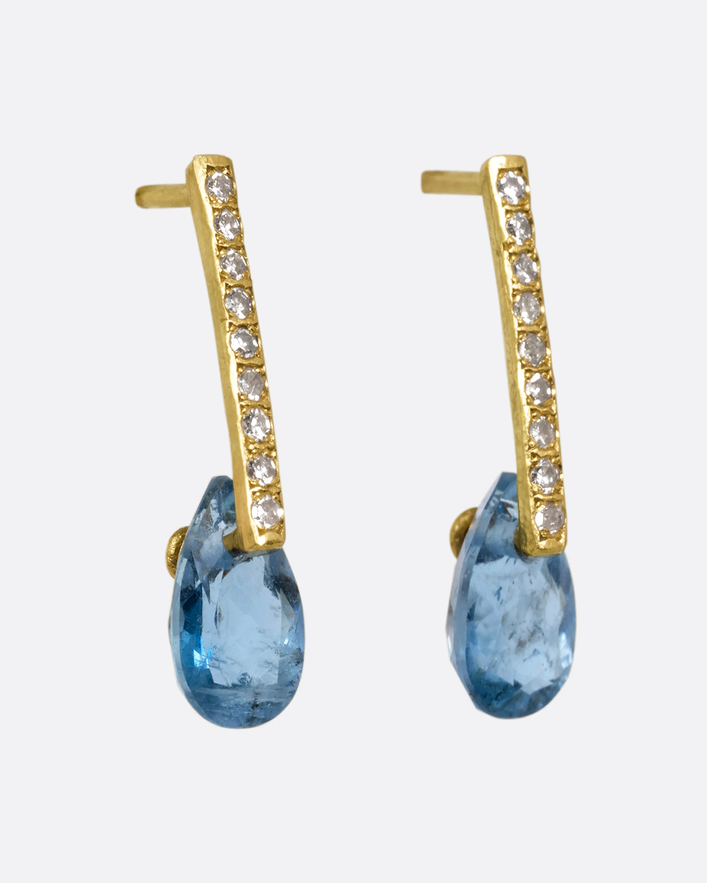 Hibiki Aquamarine and Diamond Stud Earrings
