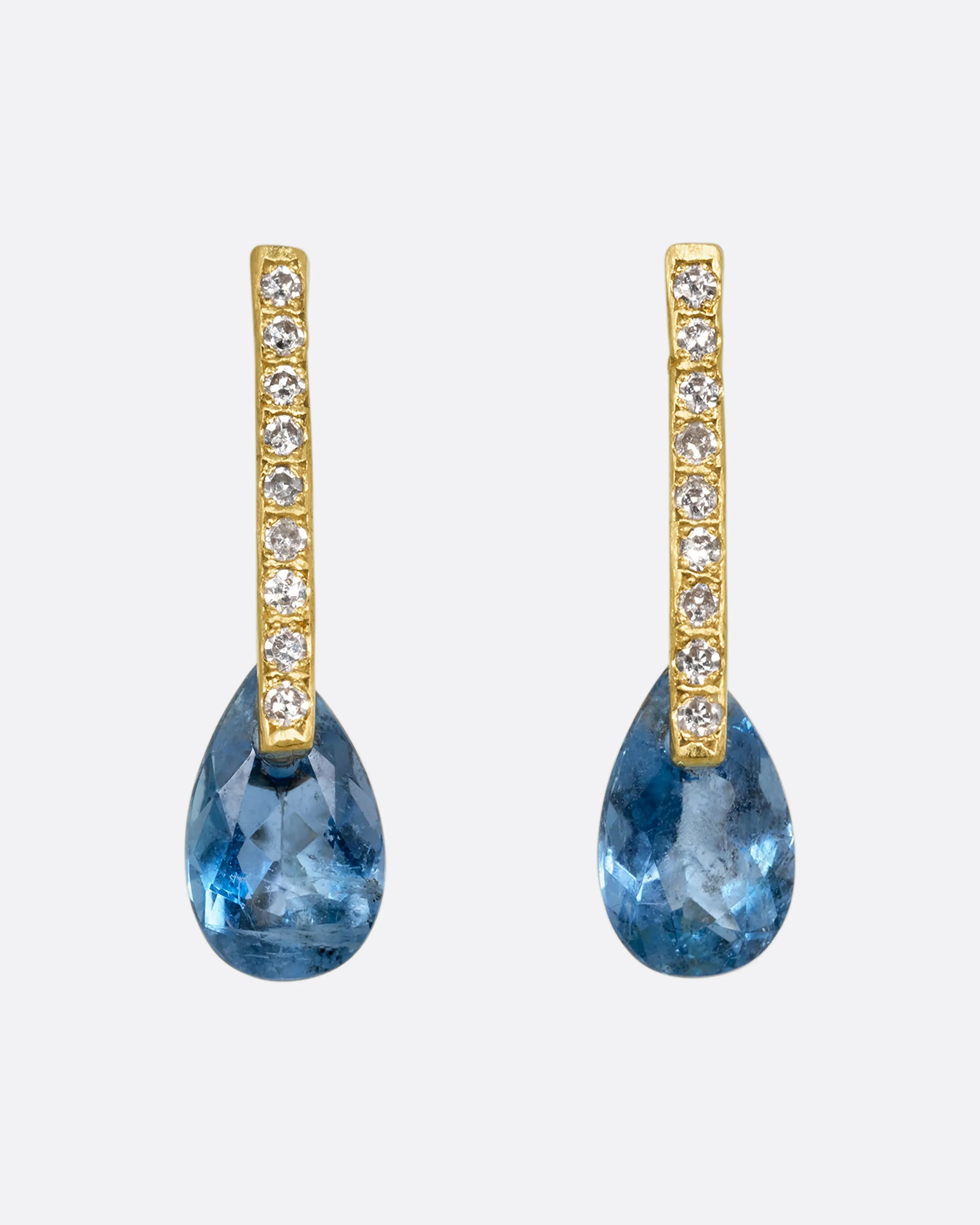 Hibiki Aquamarine and Diamond Stud Earrings
