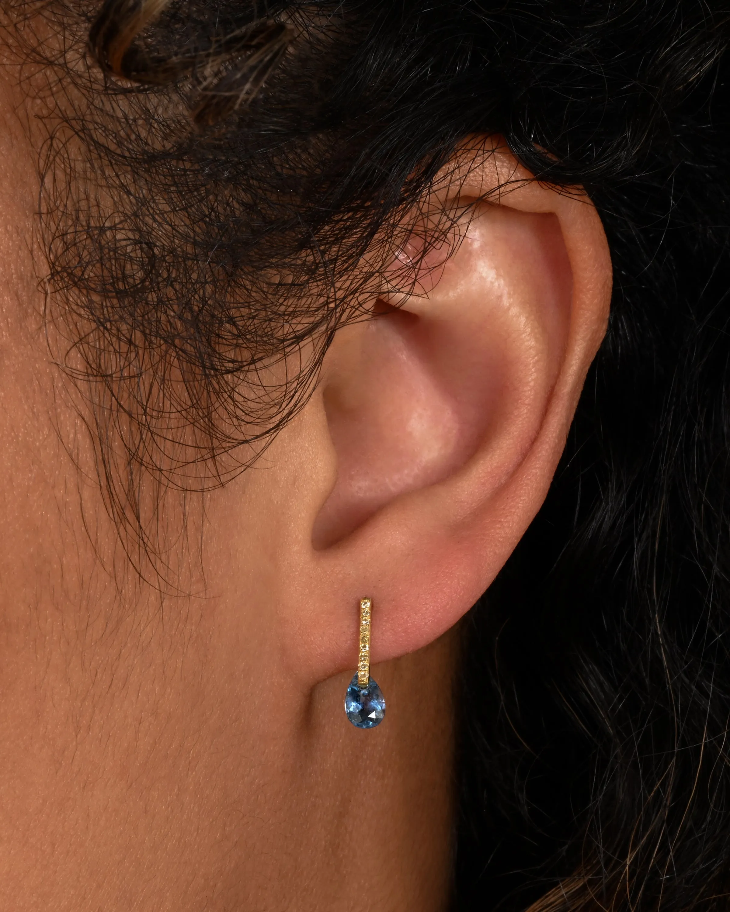 Hibiki Aquamarine and Diamond Stud Earrings