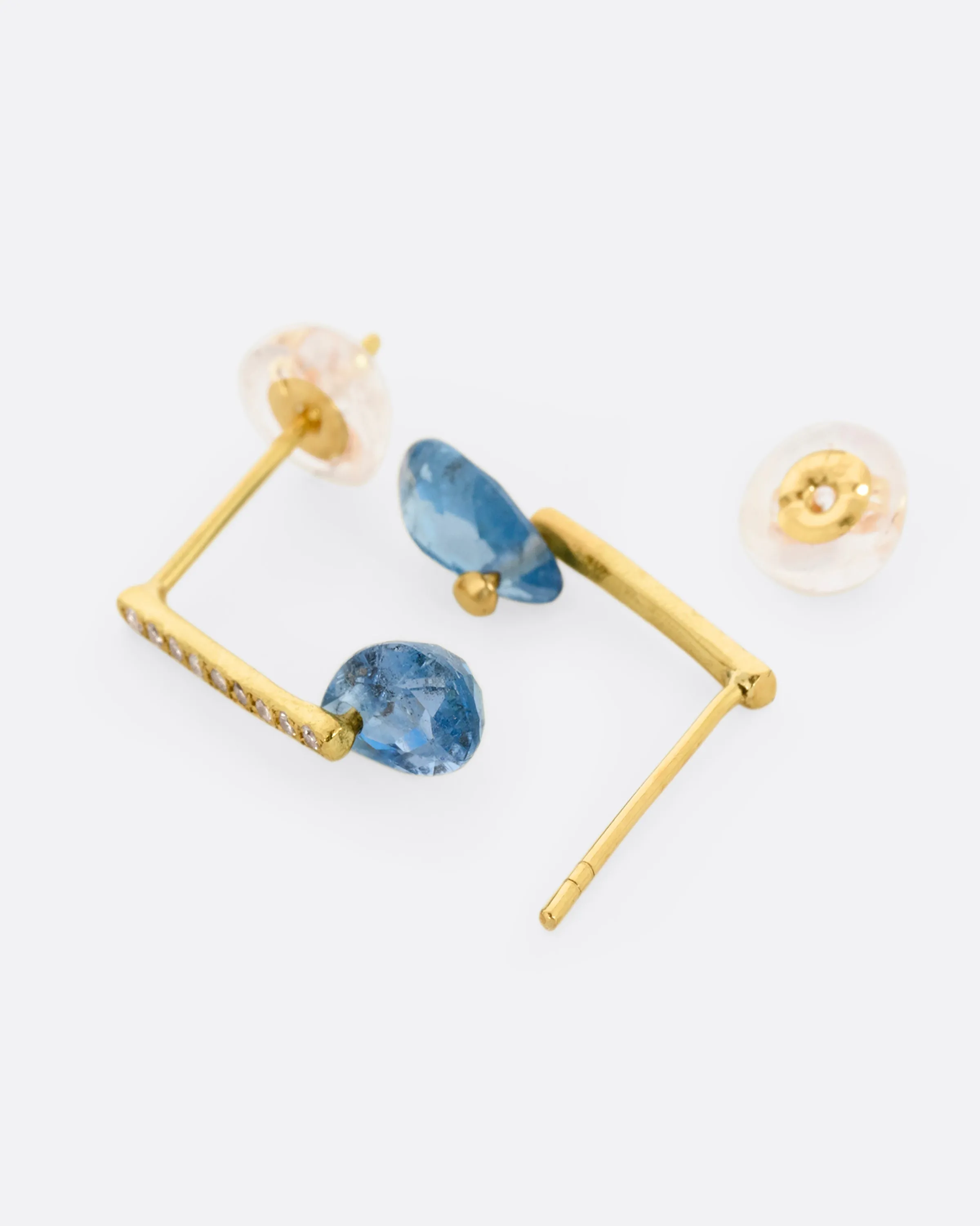 Hibiki Aquamarine and Diamond Stud Earrings