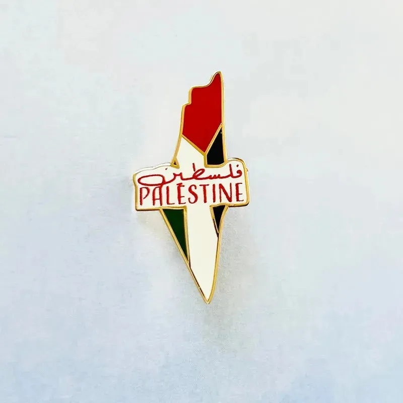HNSP Palestinian Flag Stainless Steel Brooch For Men Women Badge Jewelry Accessories