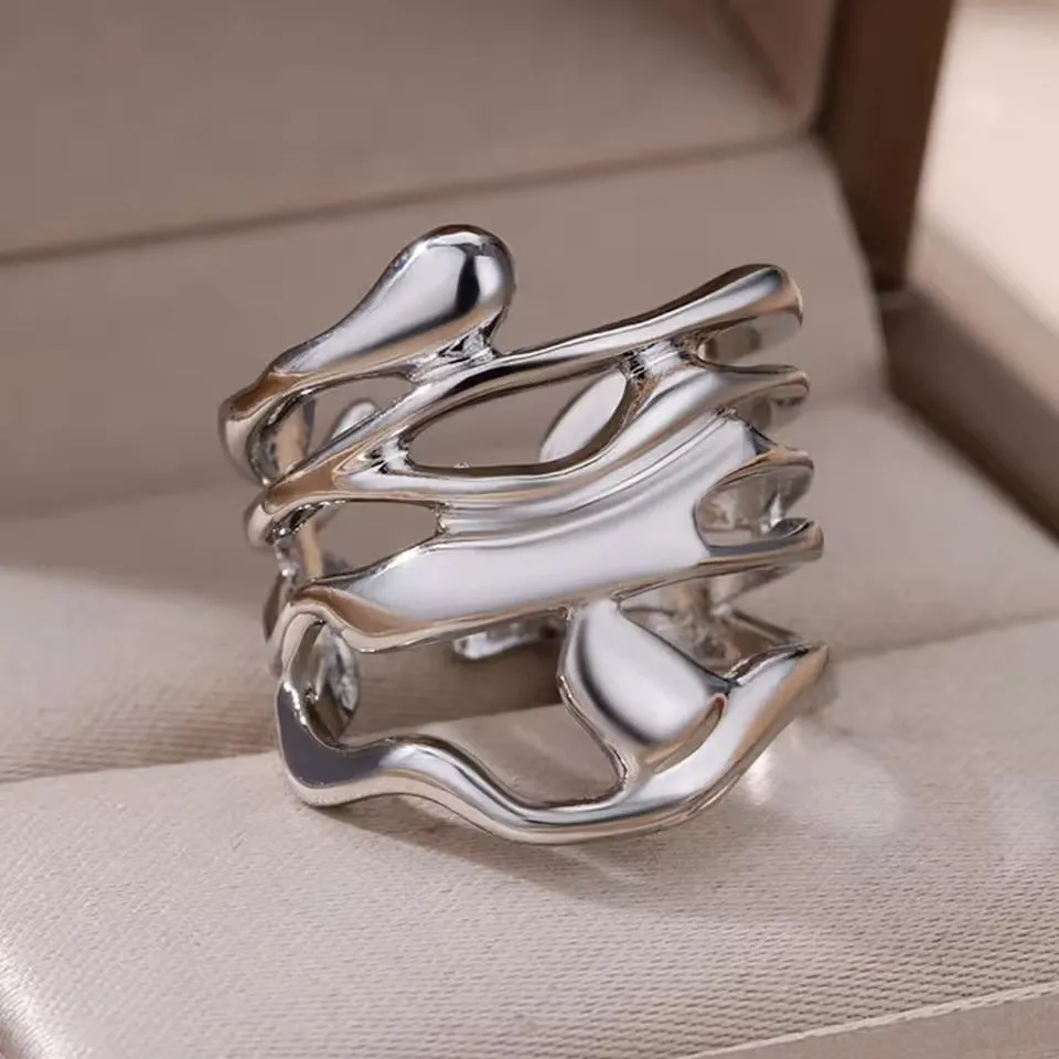 hollow steel silver  open ring JLTR0532