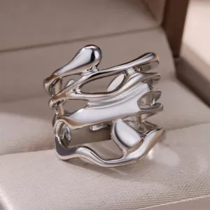 hollow steel silver  open ring JLTR0532