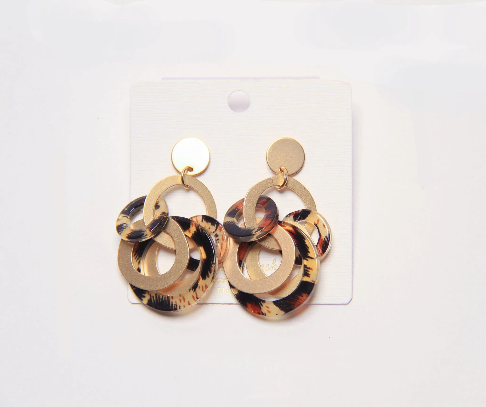 Hoop Earrings With Leopard And Gold Rings