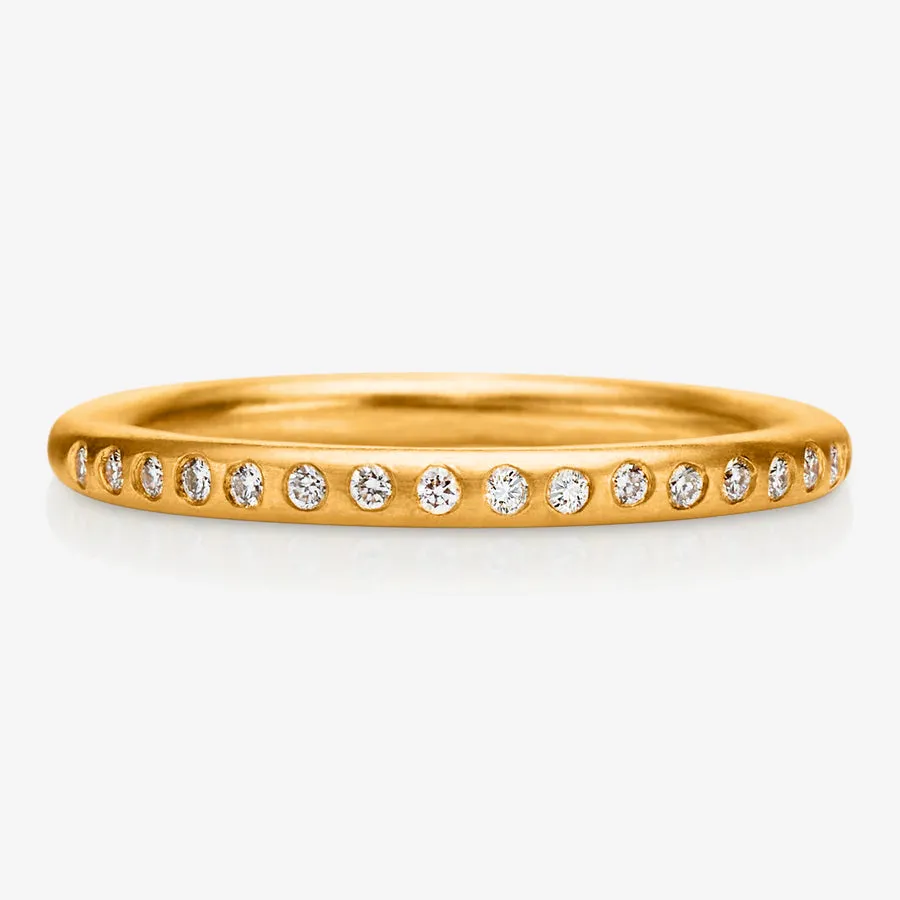 Hoopstock Diamond Halfway Band in 22K Apricot Gold- 2mm