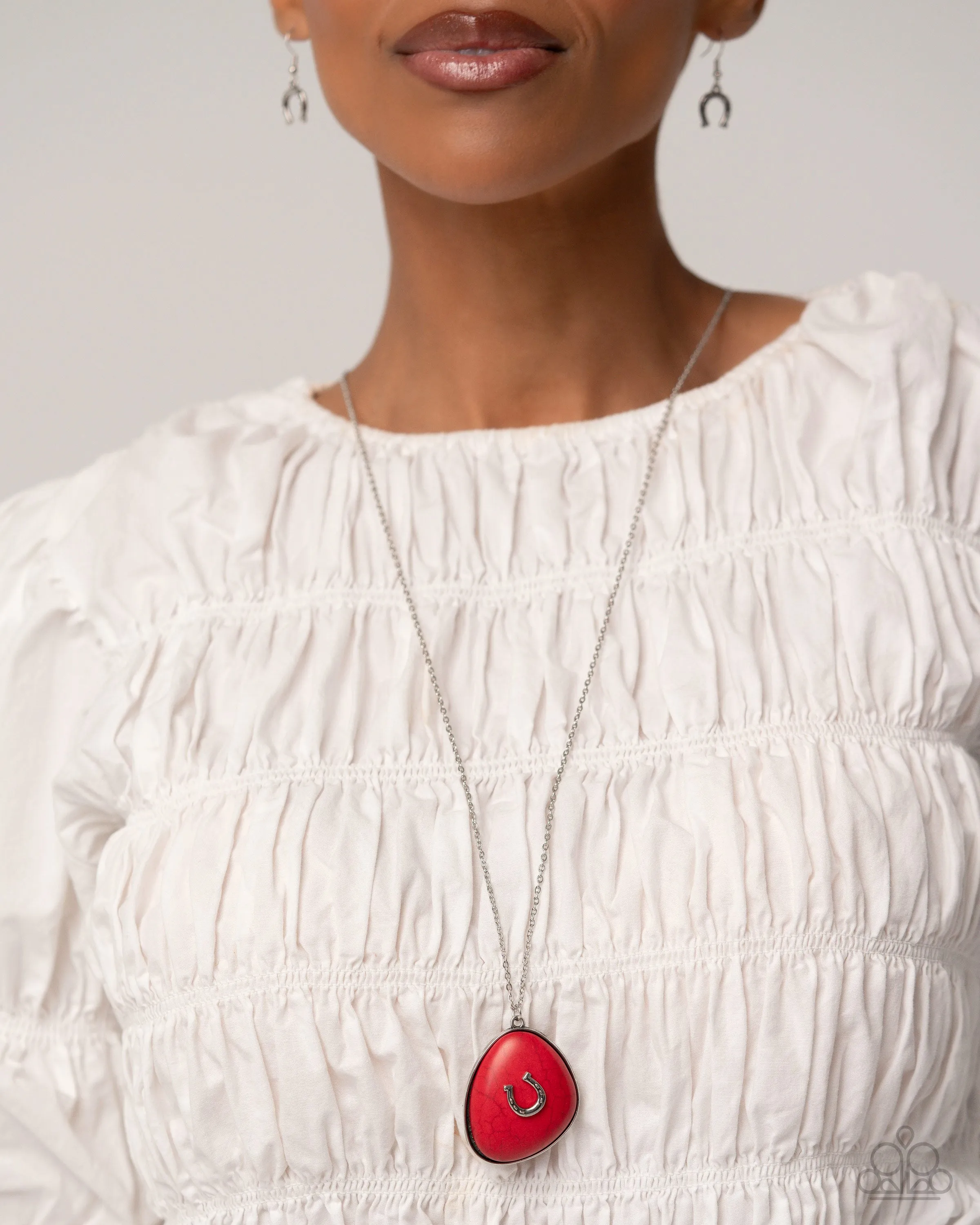 Horseshoe Hoedown - Red (Horseshoe) Necklace