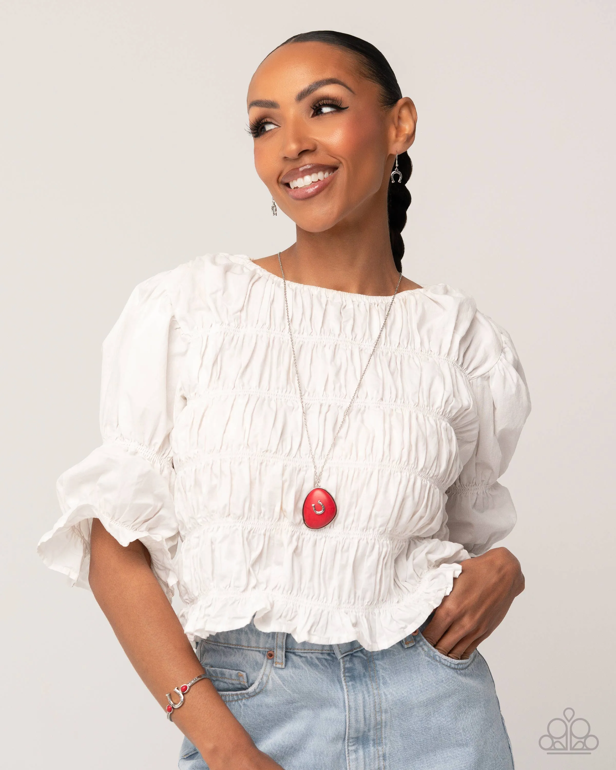 Horseshoe Hoedown - Red (Horseshoe) Necklace