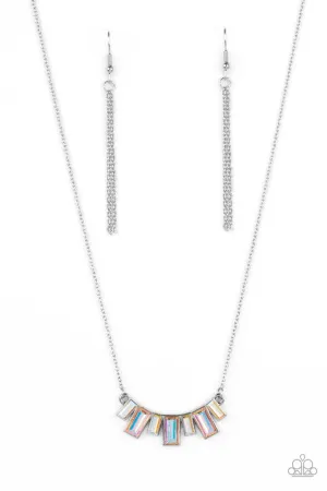Hype Girl Glamour - Multi - Peach and Iridescent Rhinestone Paparazzi Short Dainty Necklace