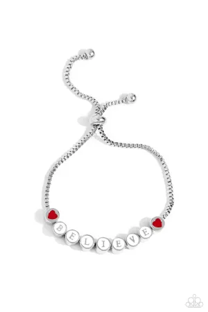 I Can't Believe It! - White - "BELIEVE" Letter Bead Box Chain Inspirational Paparazzi Lariat Bracelet
