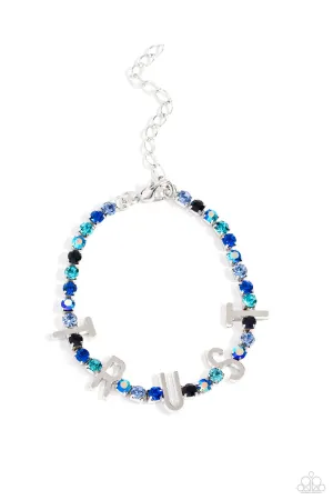 I Will Trust In You - Blue - and Iridescent Rhinestone "TRUST" Religious/Inspirational Paparazzi Lobster Claw Bracelet