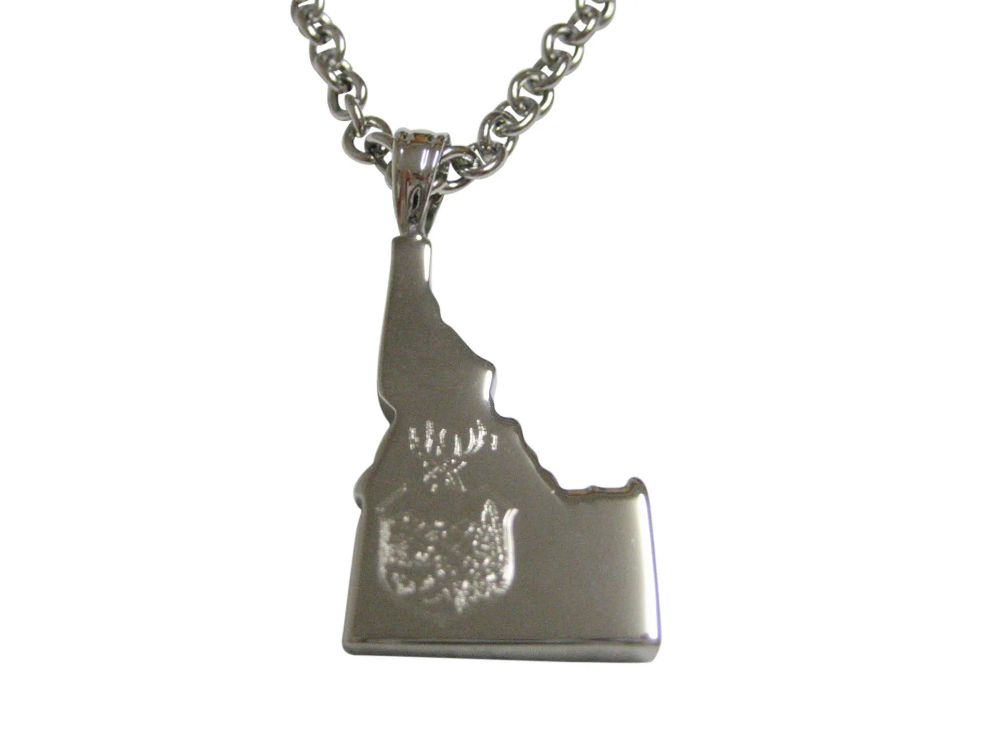 Idaho State Map Shape and Flag Design Pendant Necklace