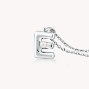 Imprint Sterling Silver Pearl Letter Pendant Necklace-E