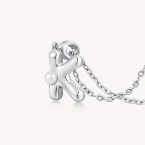 Imprint Sterling Silver Pearl Letter Pendant Necklace-K