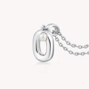 Imprint Sterling Silver Pearl Letter Pendant Necklace-O