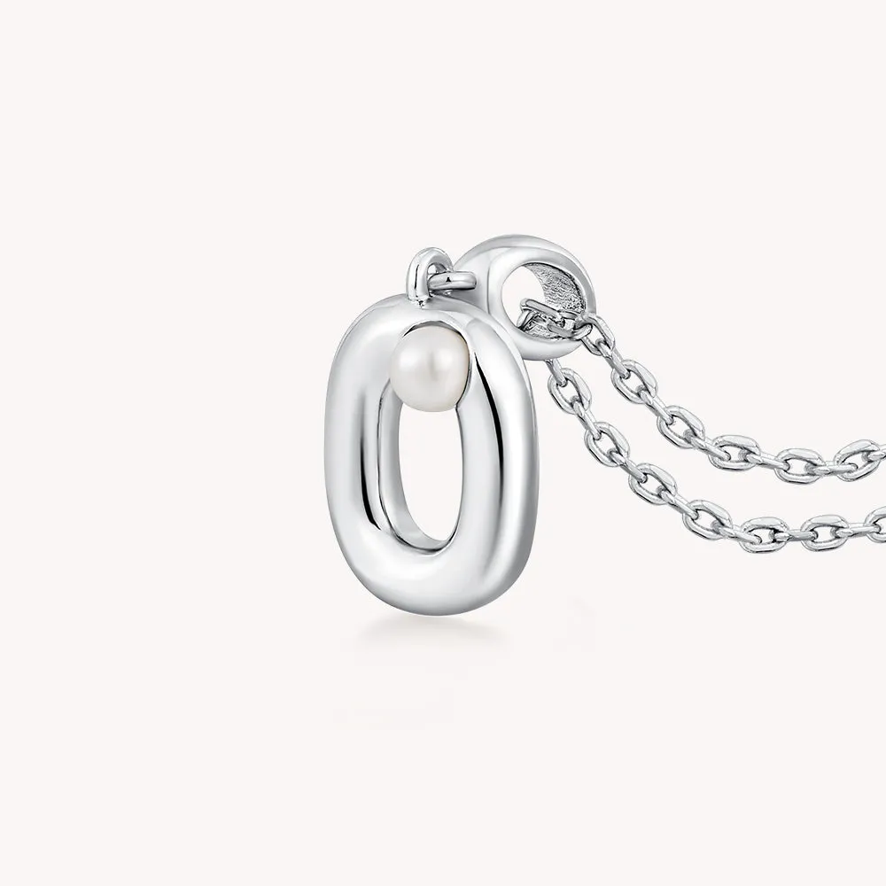 Imprint Sterling Silver Pearl Letter Pendant Necklace-O
