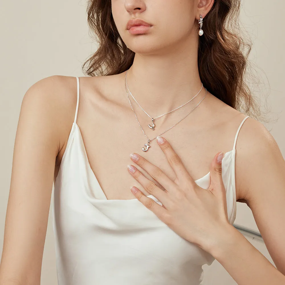 Imprint Sterling Silver Pearl Letter Pendant Necklace-O
