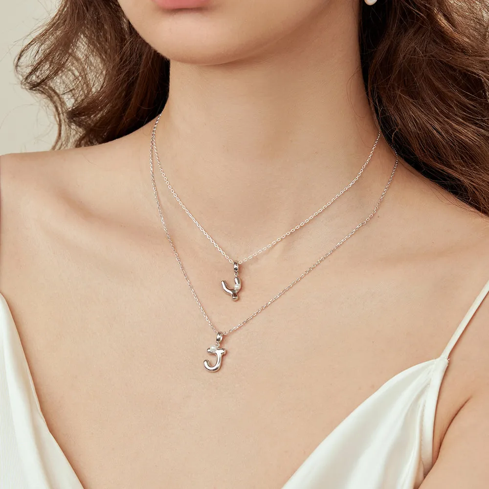 Imprint Sterling Silver Pearl Letter Pendant Necklace-U