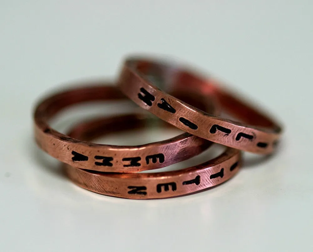 Inscribed Copper Stacking Rings – Set Of 3 (S0177)