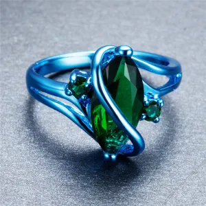 Ivy Blue Gold with Green Oval Zircon Ring
