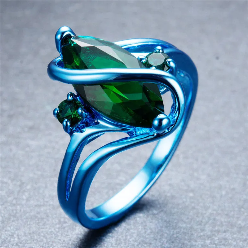 Ivy Blue Gold with Green Oval Zircon Ring