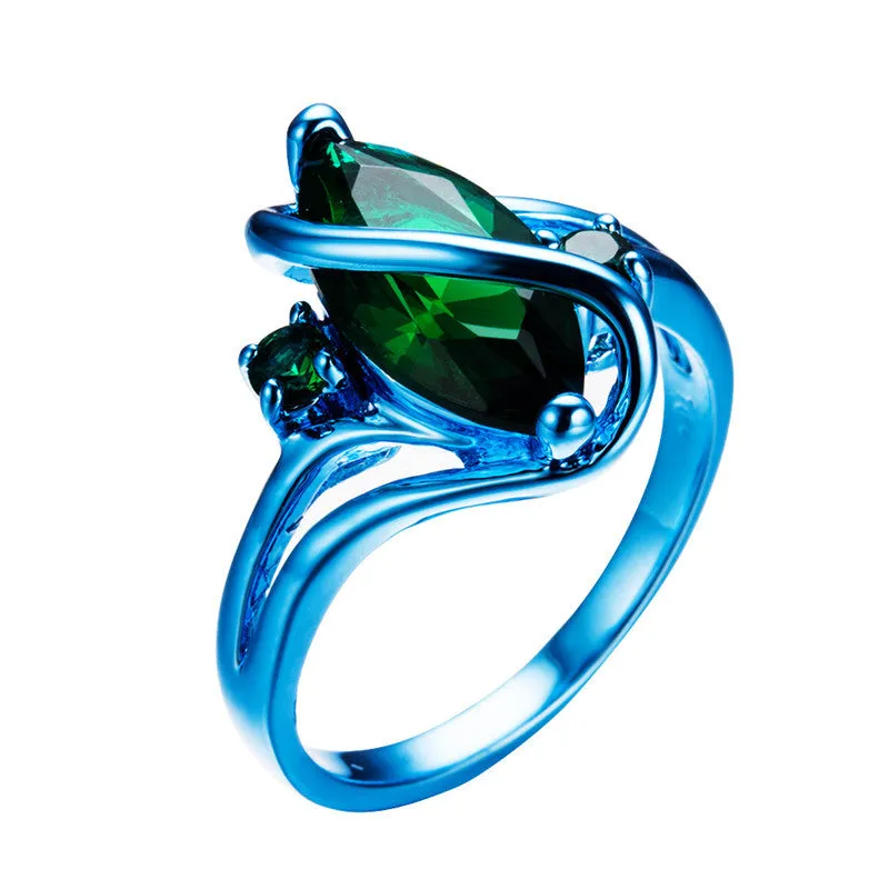 Ivy Blue Gold with Green Oval Zircon Ring