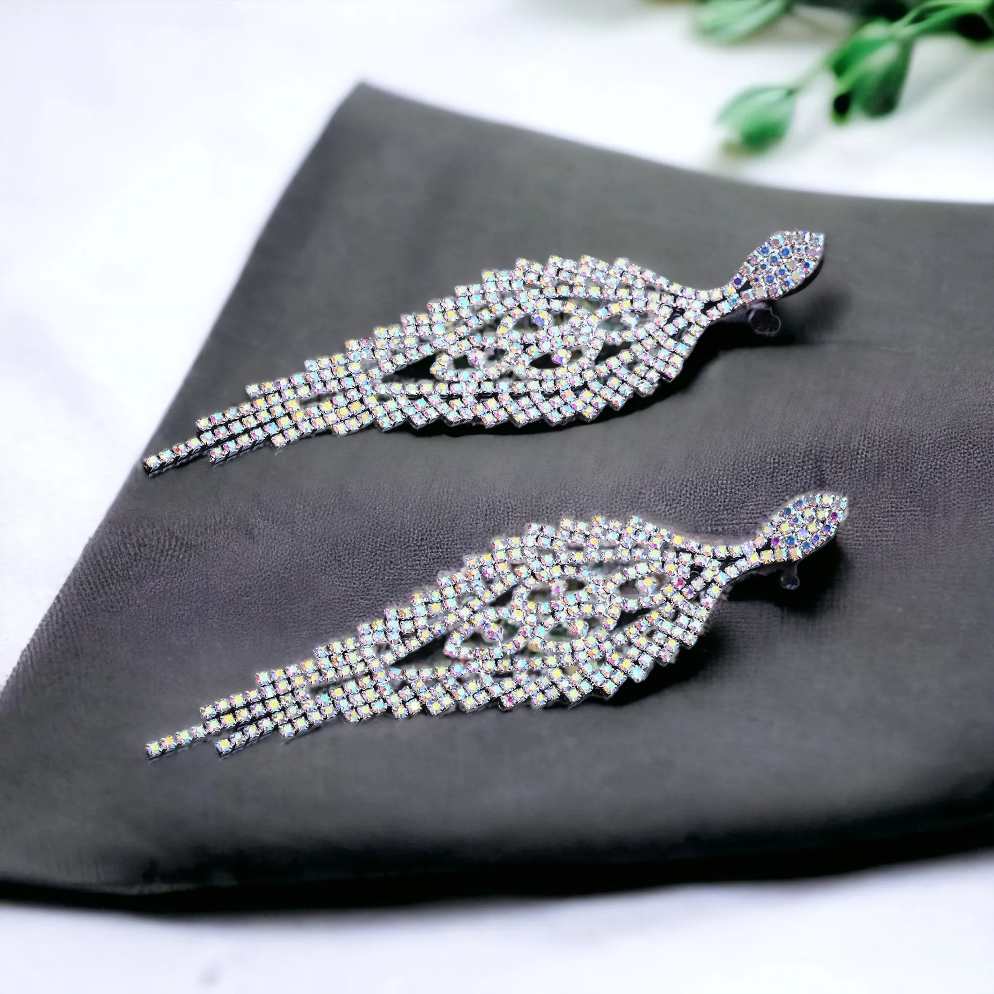 JASMINE - AB silver rhinestone 4 piece jewelry set