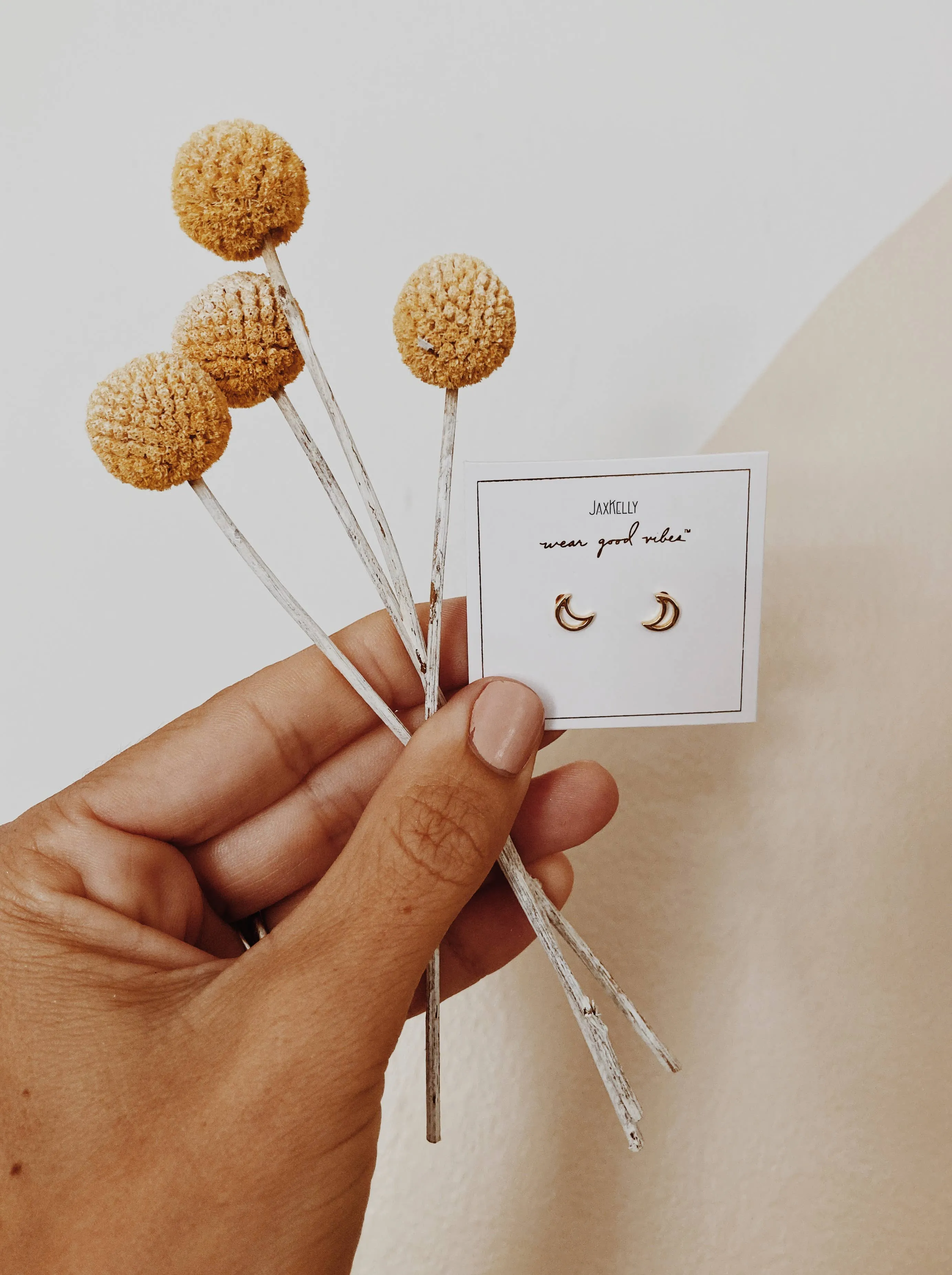 JaxKelly - Minimalist - Moon - Gold Earrings